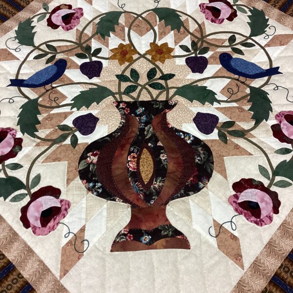 Bird and Flower Vase Applique  Bed Topper - Image 2
