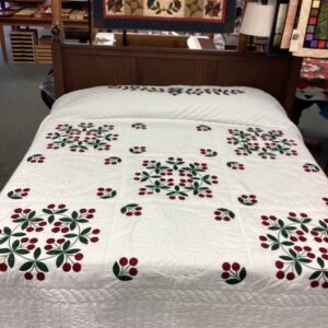 Cherry Wreath Needle-turned Applique King Size Quilt