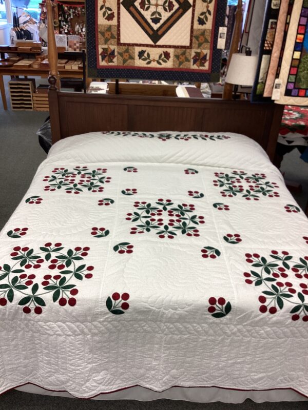 Cherry Wreath Needle-turned Applique King Size Quilt
