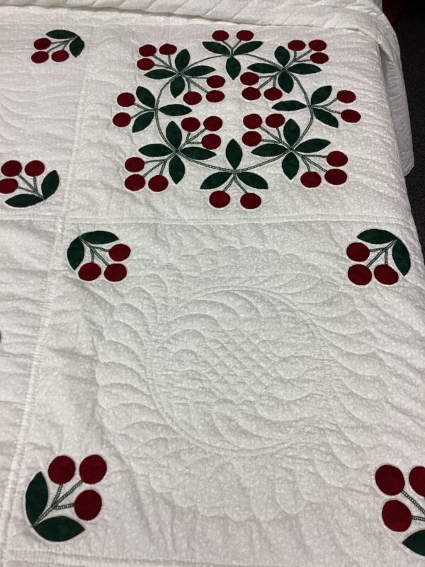 Cherry Wreath Needle-turned Applique King Size Quilt - Image 4