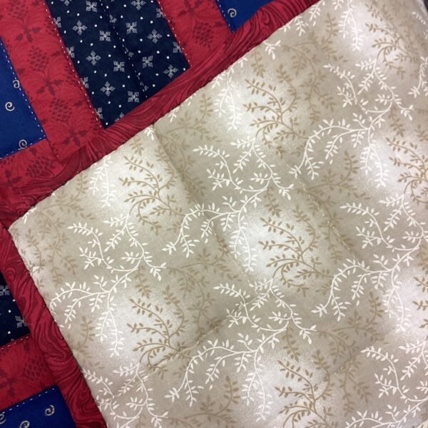 Log Cabin Queen Quilt in Red ,White and Cream - Image 6