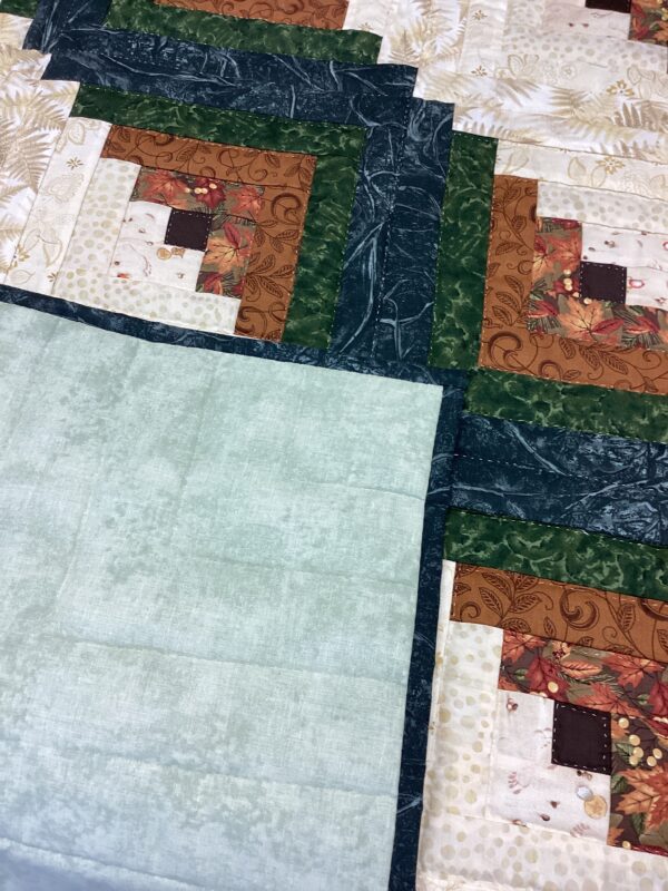 Queen Size Fall Fabric Log Cabin  Quilt - Image 3