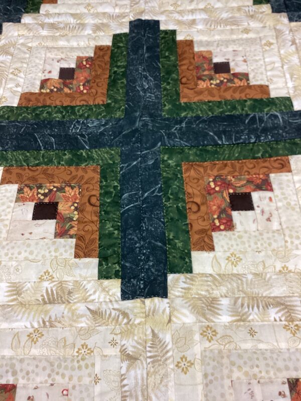 Queen Size Fall Fabric Log Cabin  Quilt - Image 2