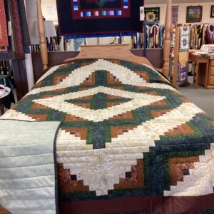 Queen Size Fall Fabric Log Cabin  Quilt