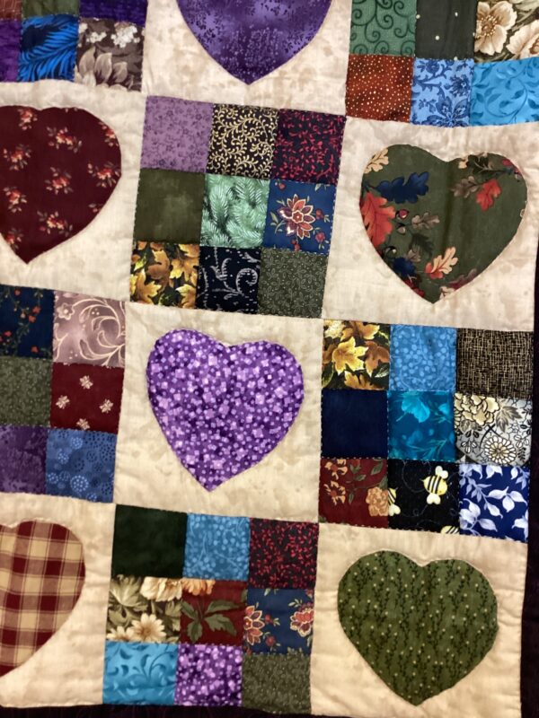 9 Patch with Hearts Wall-hanging or possible throw - Image 3