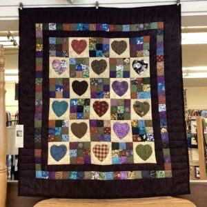 9 Patch with Hearts Wall-hanging or possible throw