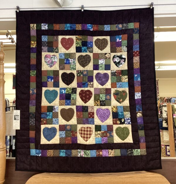9 Patch with Hearts Wall-hanging or possible throw
