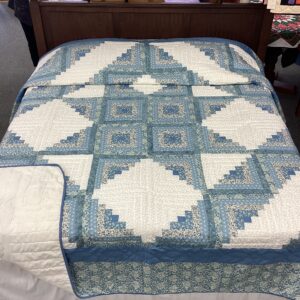 Log Cabin Star in  Hues of Blue and Greenish Blue