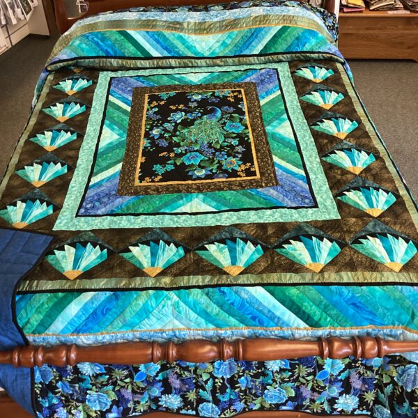 Eye Catching Queen Size Peacock Quilt