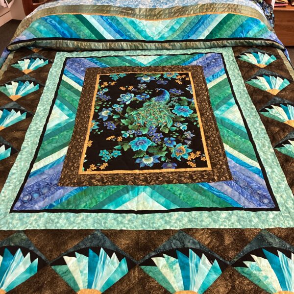 Eye Catching Queen Size Peacock Quilt - Image 4