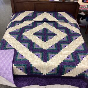 King Size Log Cabin in Purple and Teal