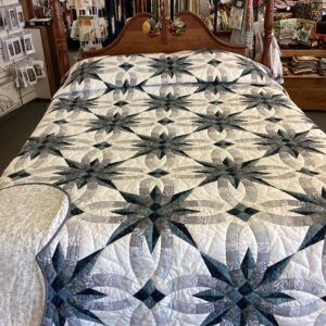 Wedding Star Quilt in Grey and Blue Batiks