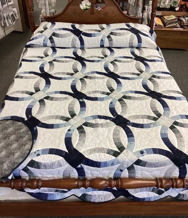 Wedding Star Quilt in Greys and Blues