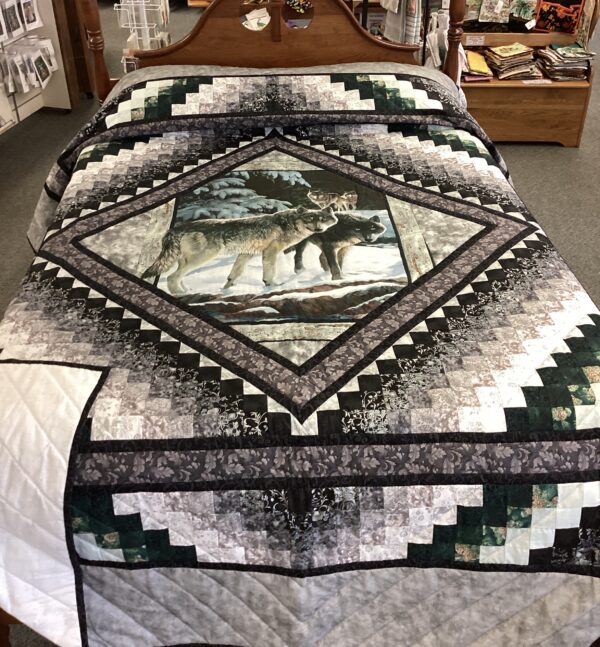 Picture Perfect Wolves Surrounding by Trip Around The World in Queen Size