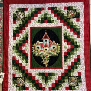 Hand Quilted Christmas Birdhouse Throw