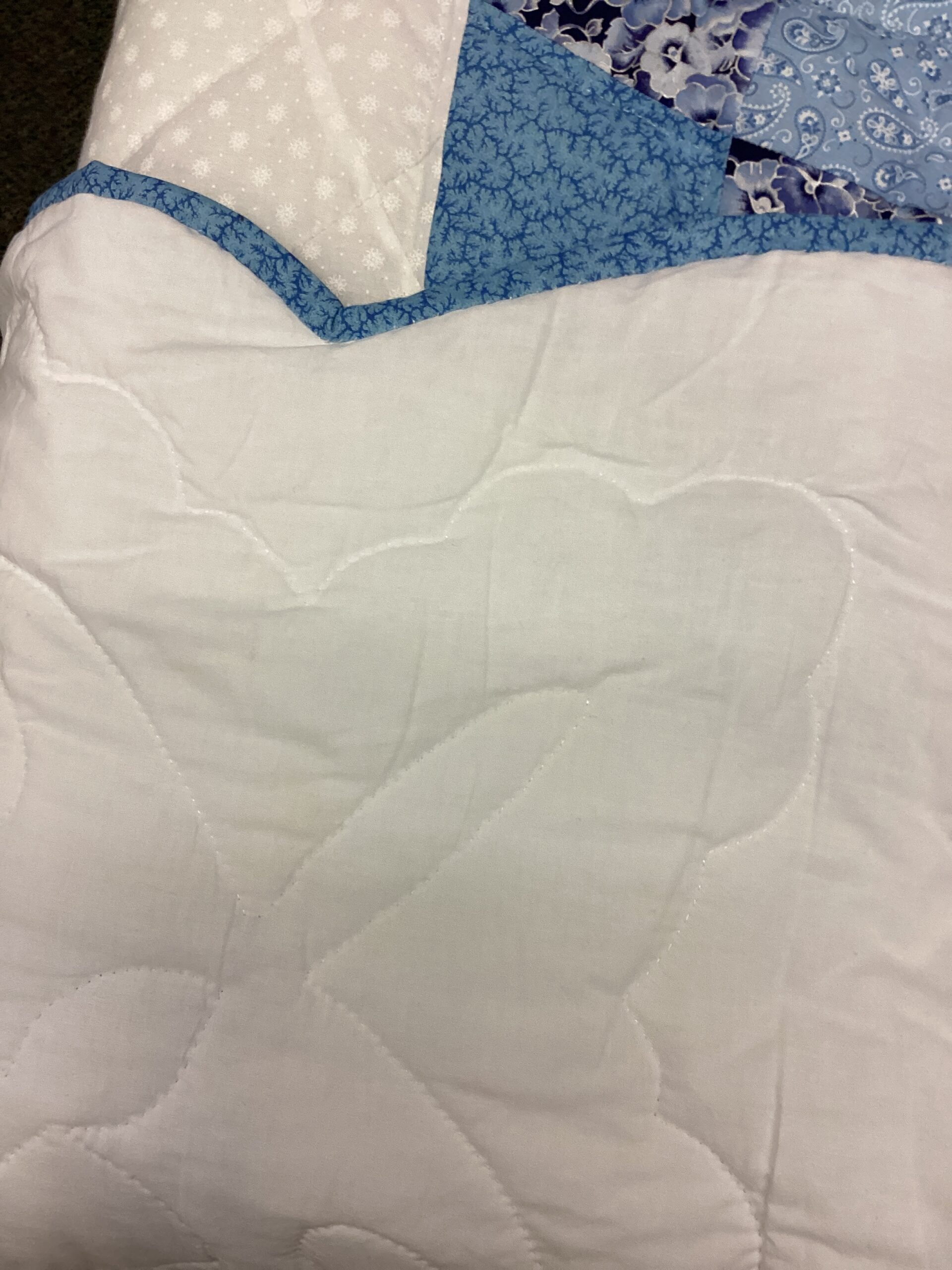 Giant Dahlia Hand Stitched Quilt in Shades of Blue - Image 2