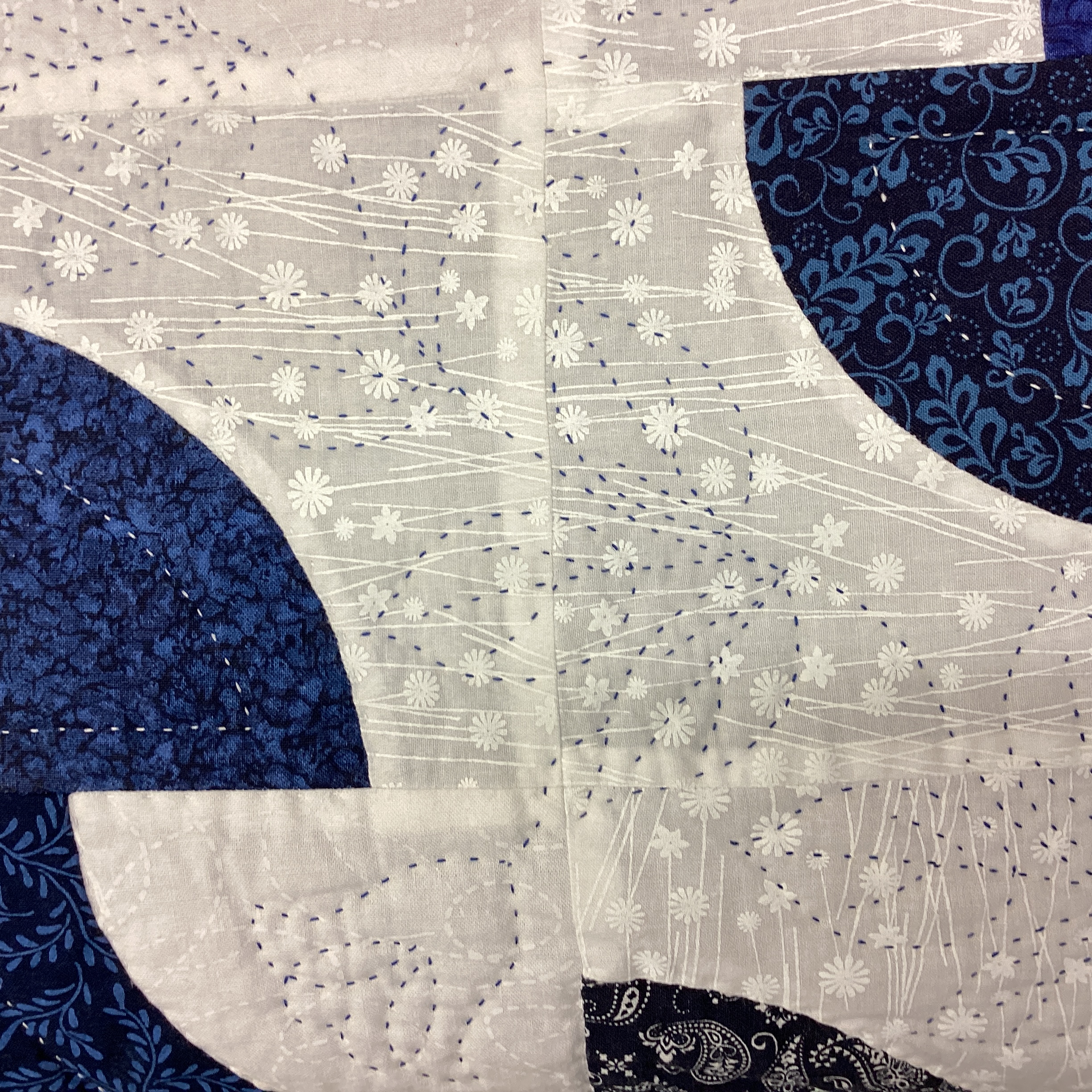 Ocean Wave/ Drunkard's Path Hand Quilted King Size Quilt - Image 2