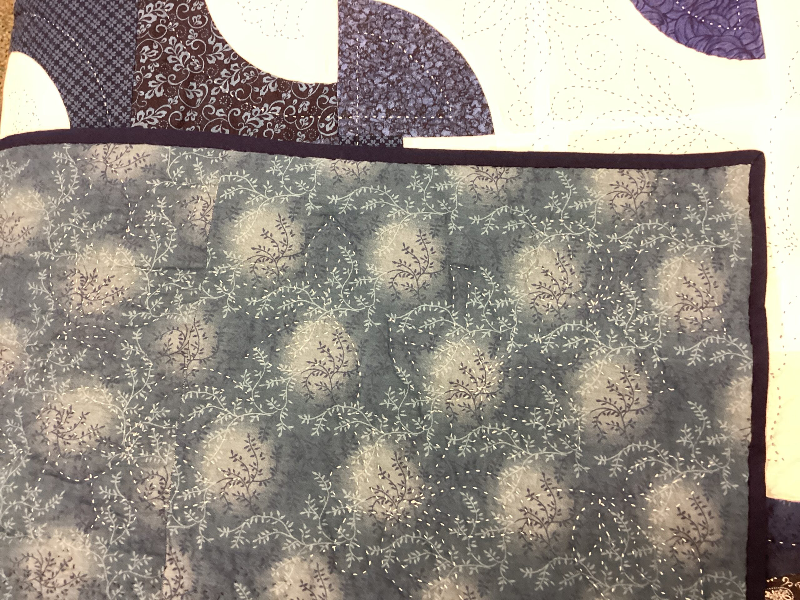 Ocean Wave/ Drunkard's Path Hand Quilted King Size Quilt - Image 4