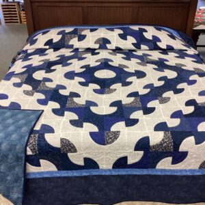 Ocean Wave/ Drunkard's Path Hand Quilted King Size Quilt