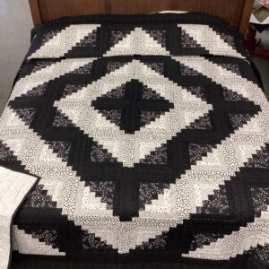 Music Lover Log Cabin Quilt in Black and White