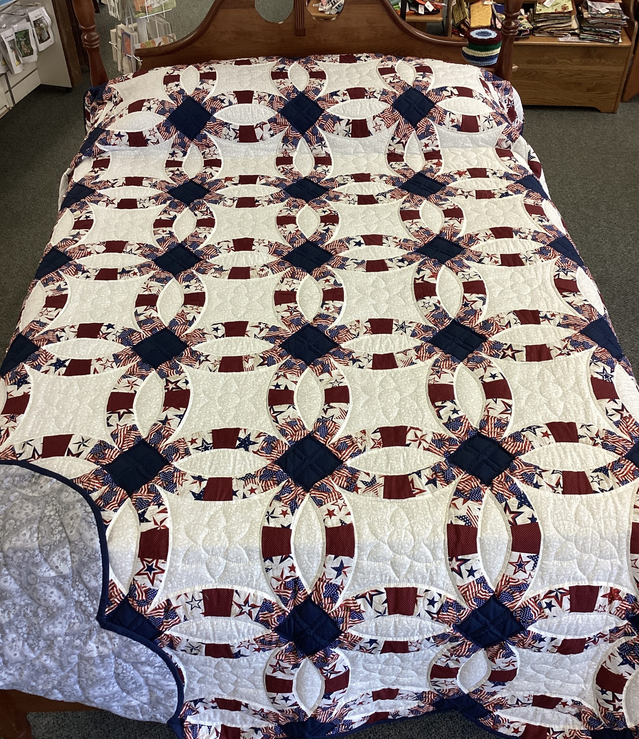 Double Wedding Ring Full Size Hand-Quilted, image size:2214x2560