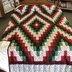 Queen Size Scrappy Diamond Shape Christmas Quilt