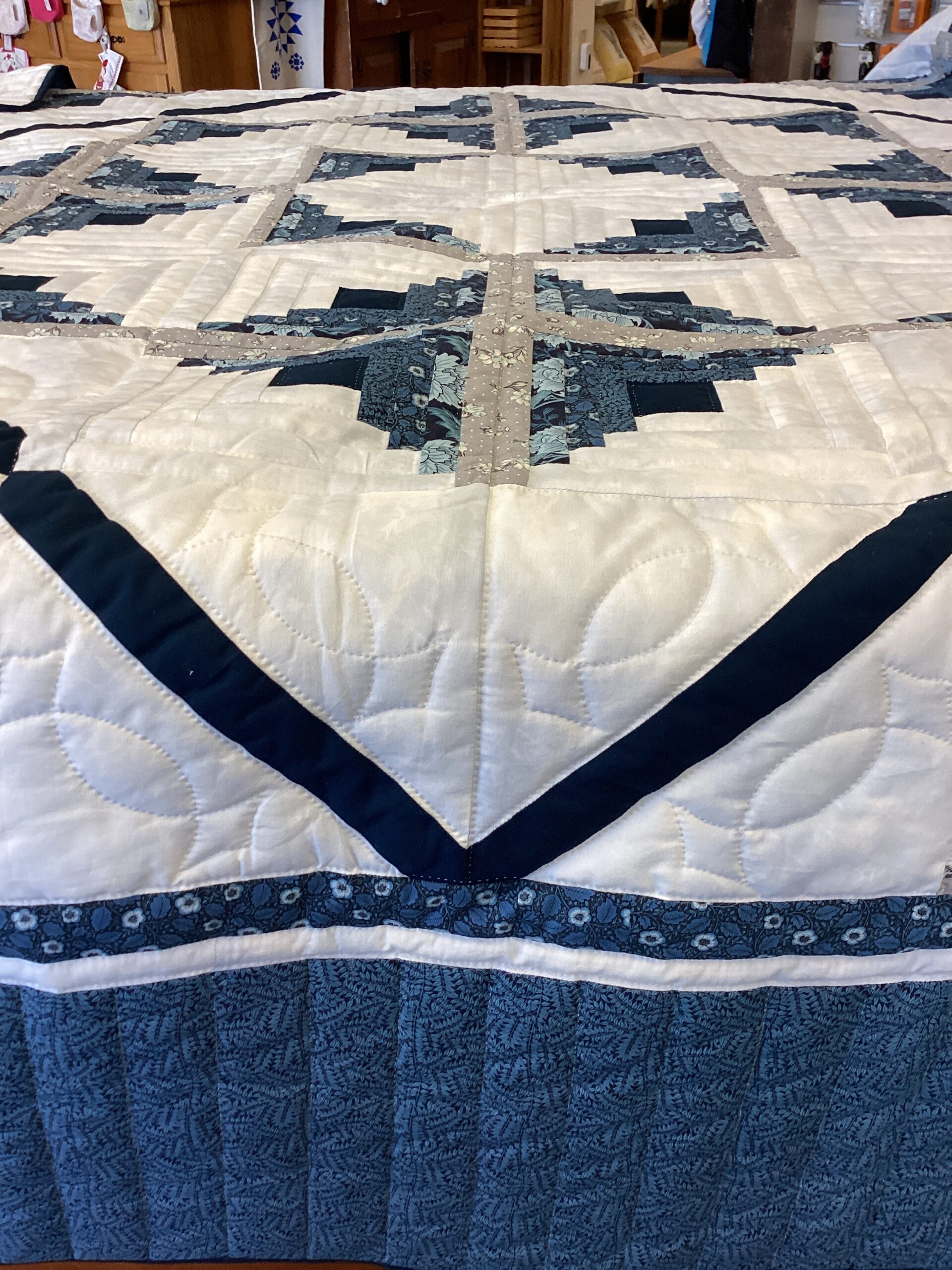 Blazing Log Cabin in Shades of Blue and Gey - Image 4