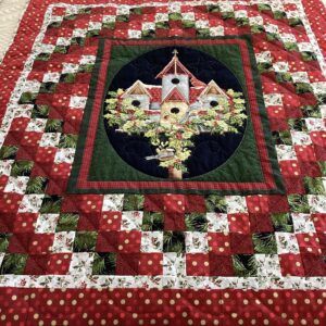 Hand Quilted Christmas Birdhouse Throw