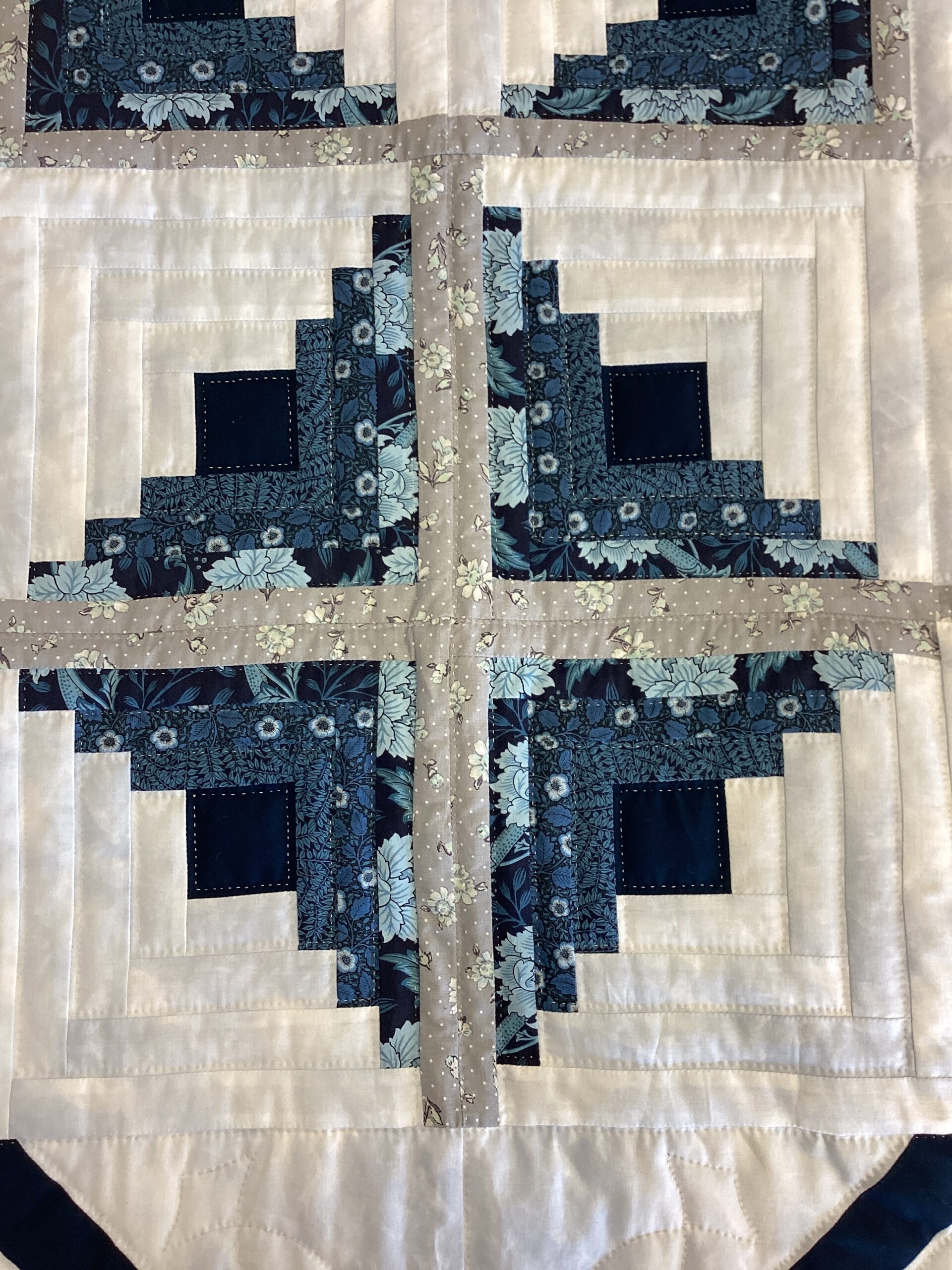 Blazing Log Cabin in Shades of Blue and Gey - Image 2