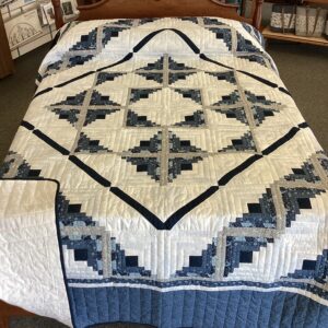 Blazing Log Cabin in Shades of Blue and Gey