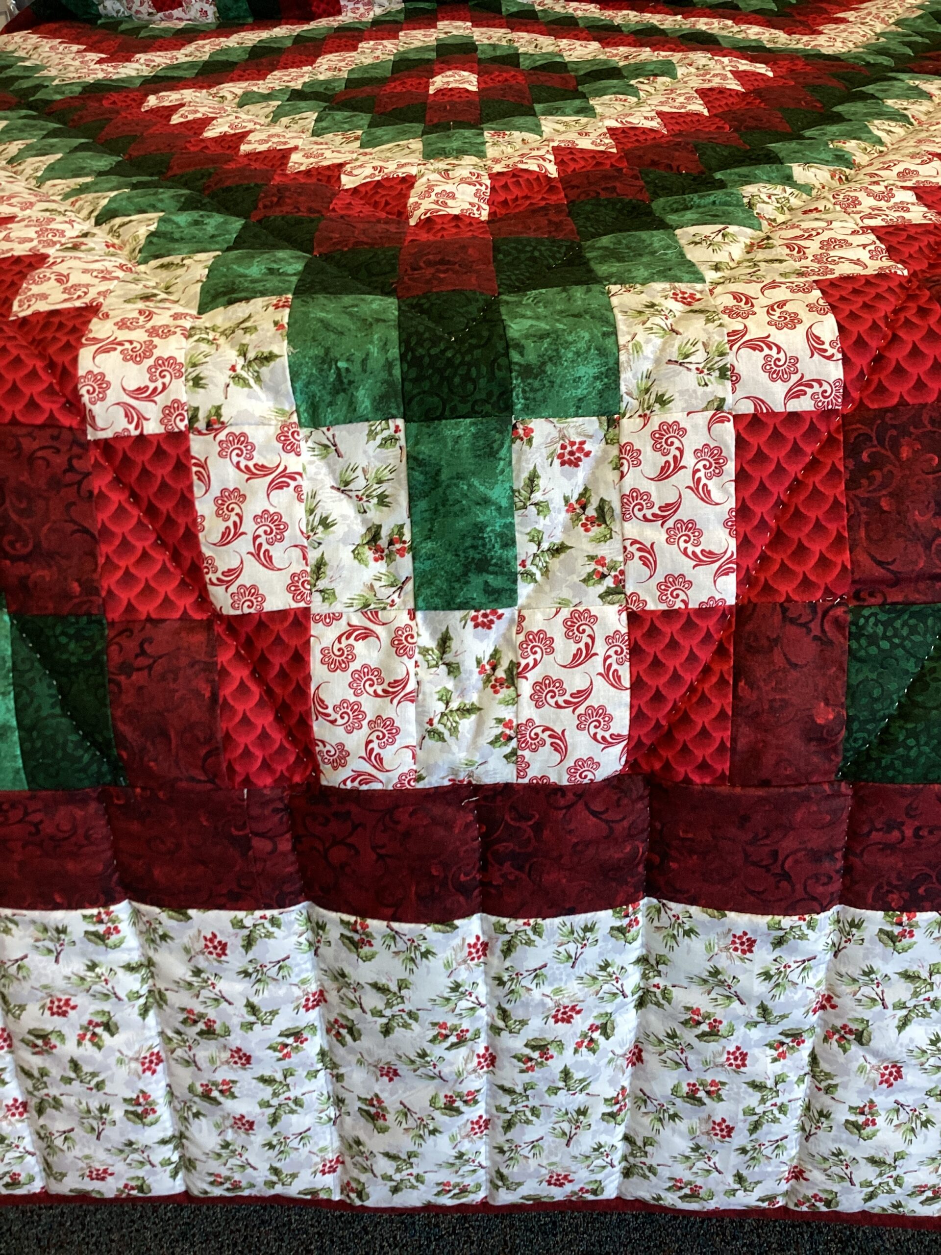 Queen Size Scrappy Diamond Shape Christmas Quilt - Image 7