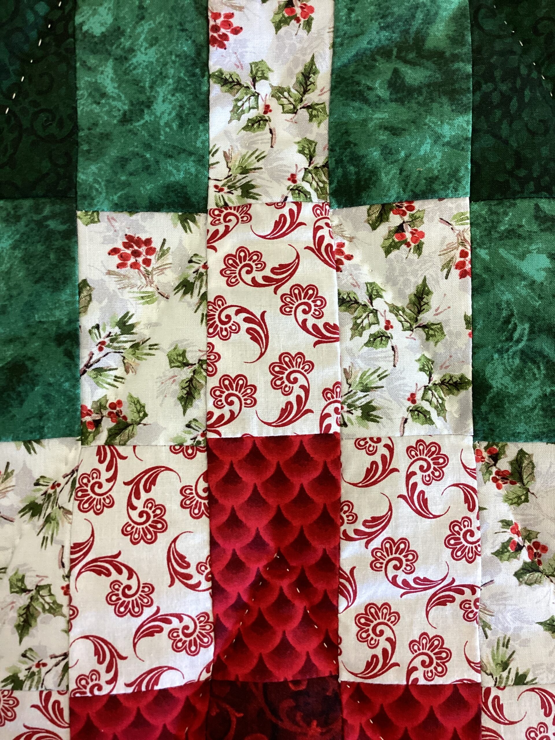 Queen Size Scrappy Diamond Shape Christmas Quilt - Image 6