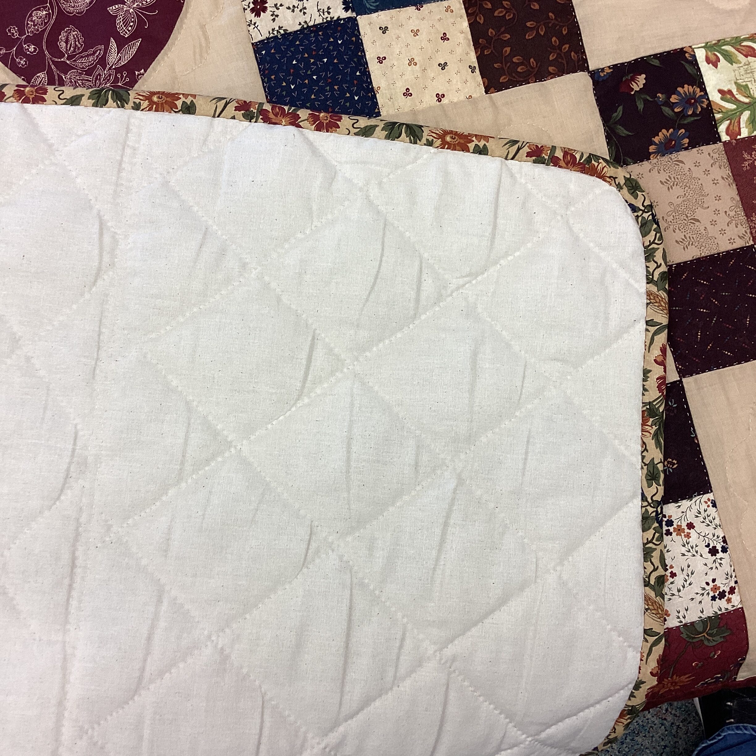 King Size 9 Patch with Hearts with a Burgundy Border - Image 5