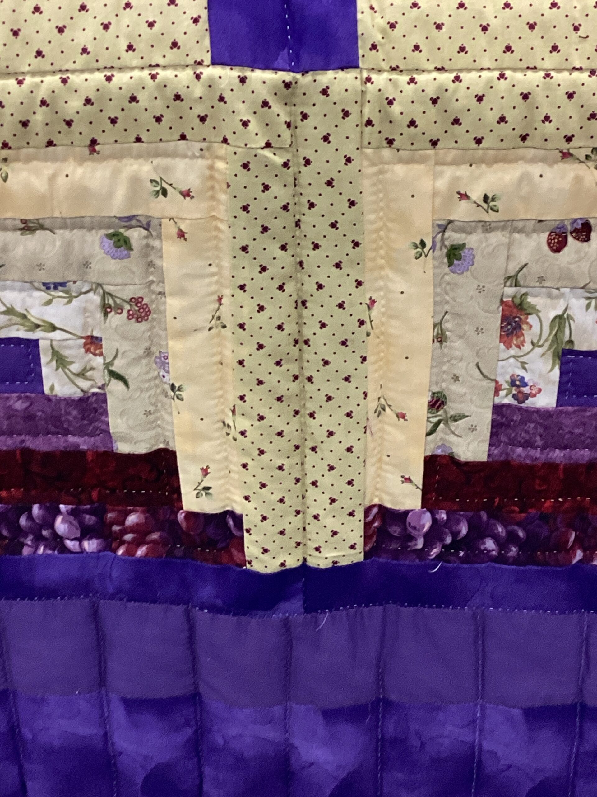 Purple and Butter Yellow Log Cabin King Size Quilt - Image 3