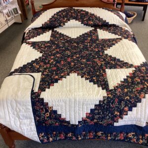Queen Size Log Cabin Star in Floral Print