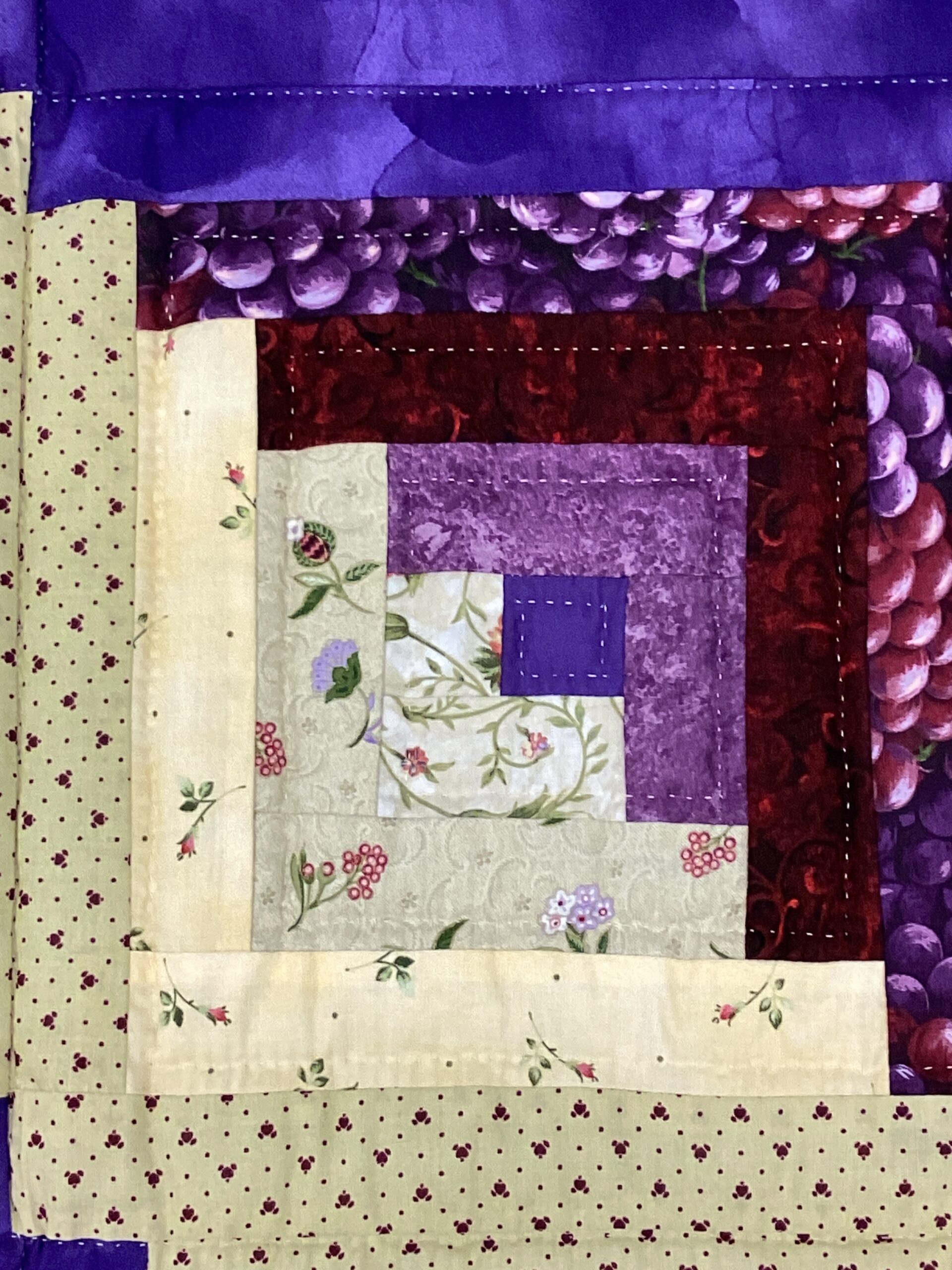 Purple and Butter Yellow Log Cabin King Size Quilt - Image 2