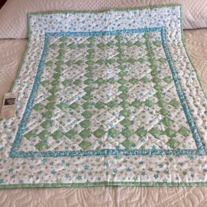 Crib Quilt with Hearts and Stars in a 9 patch Square
