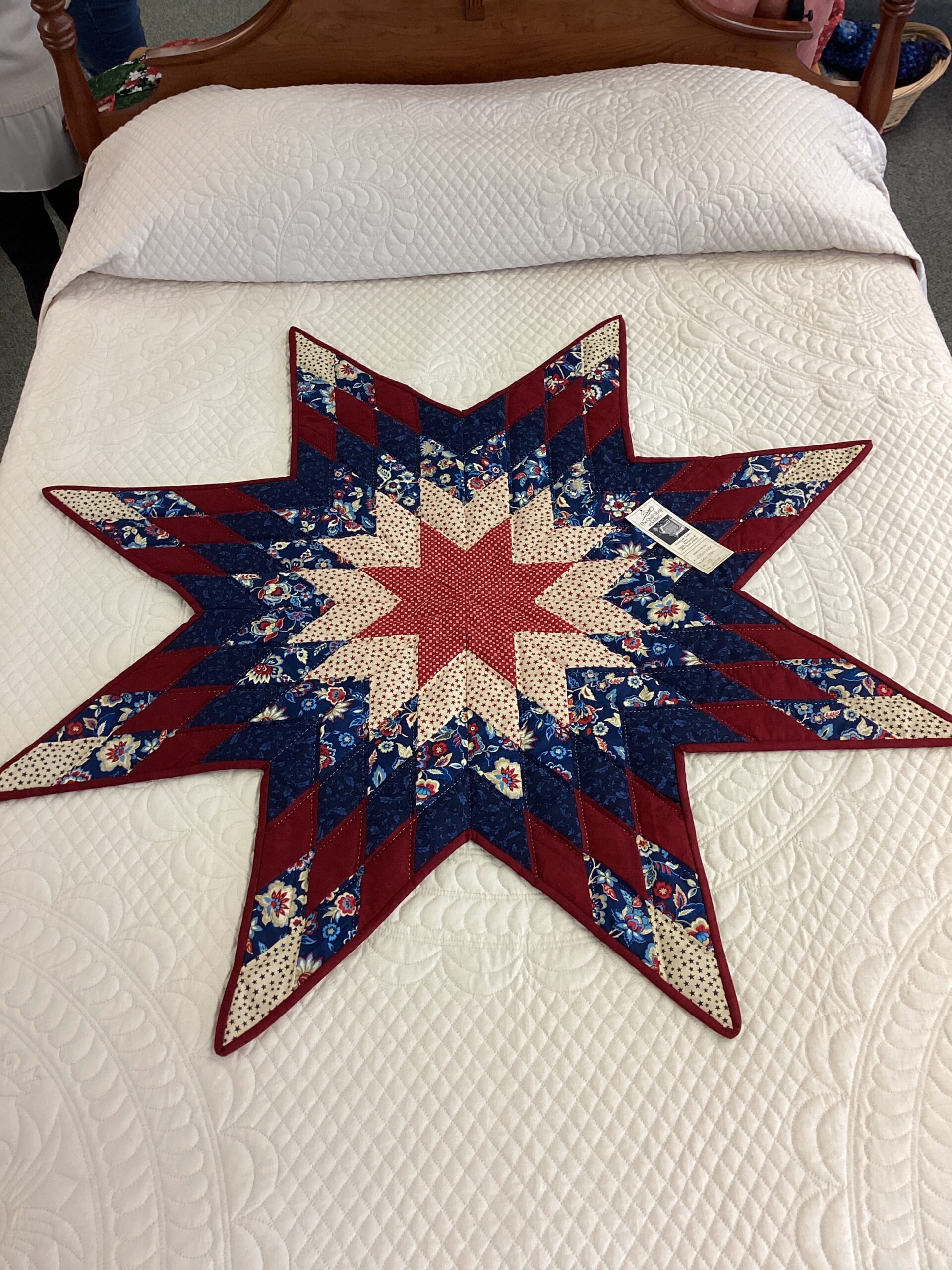 Cut Out Lone Star Hand Quilted Topper
