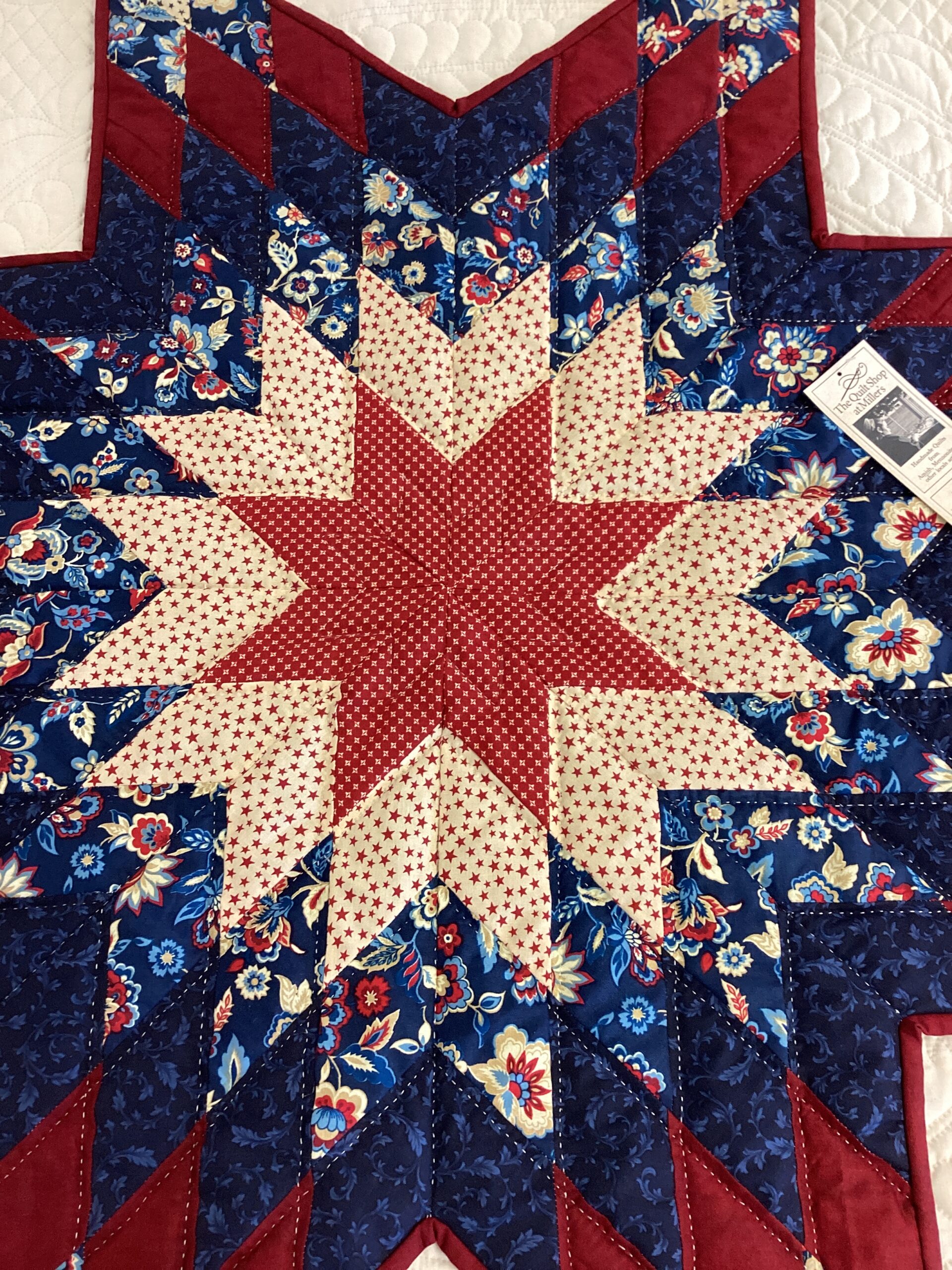 Cut Out Lone Star Hand Quilted Topper - Image 2