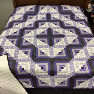 Purple and Grey King Size Log Cabin Quilt