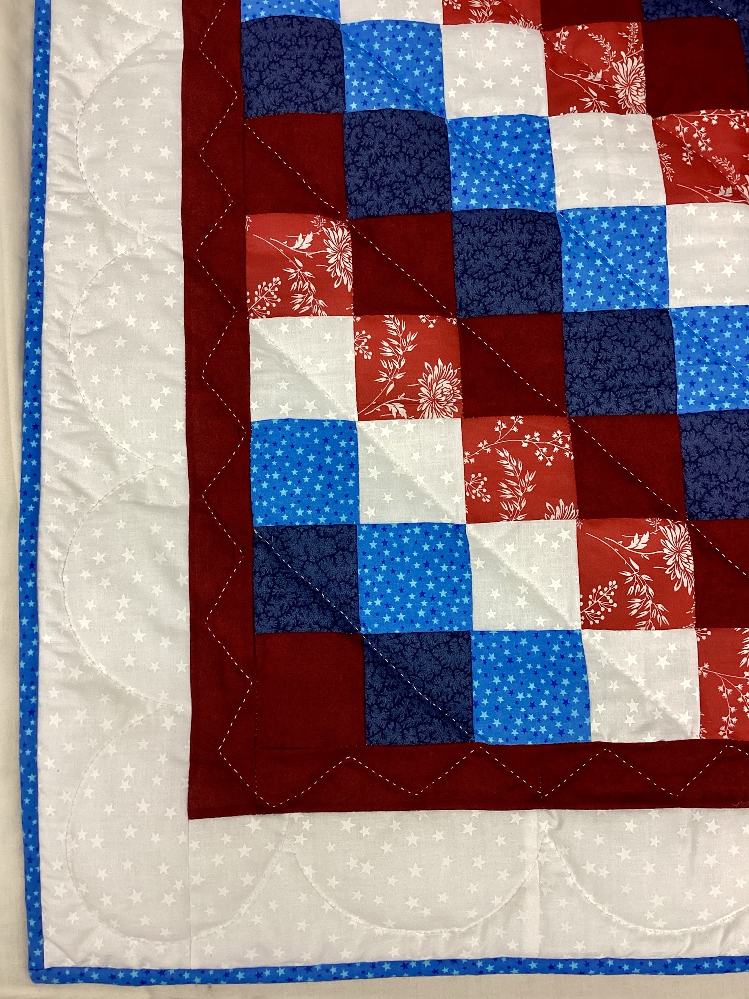 Lancaster County Amish America the Beautiful quilt in red white and blue fabrics