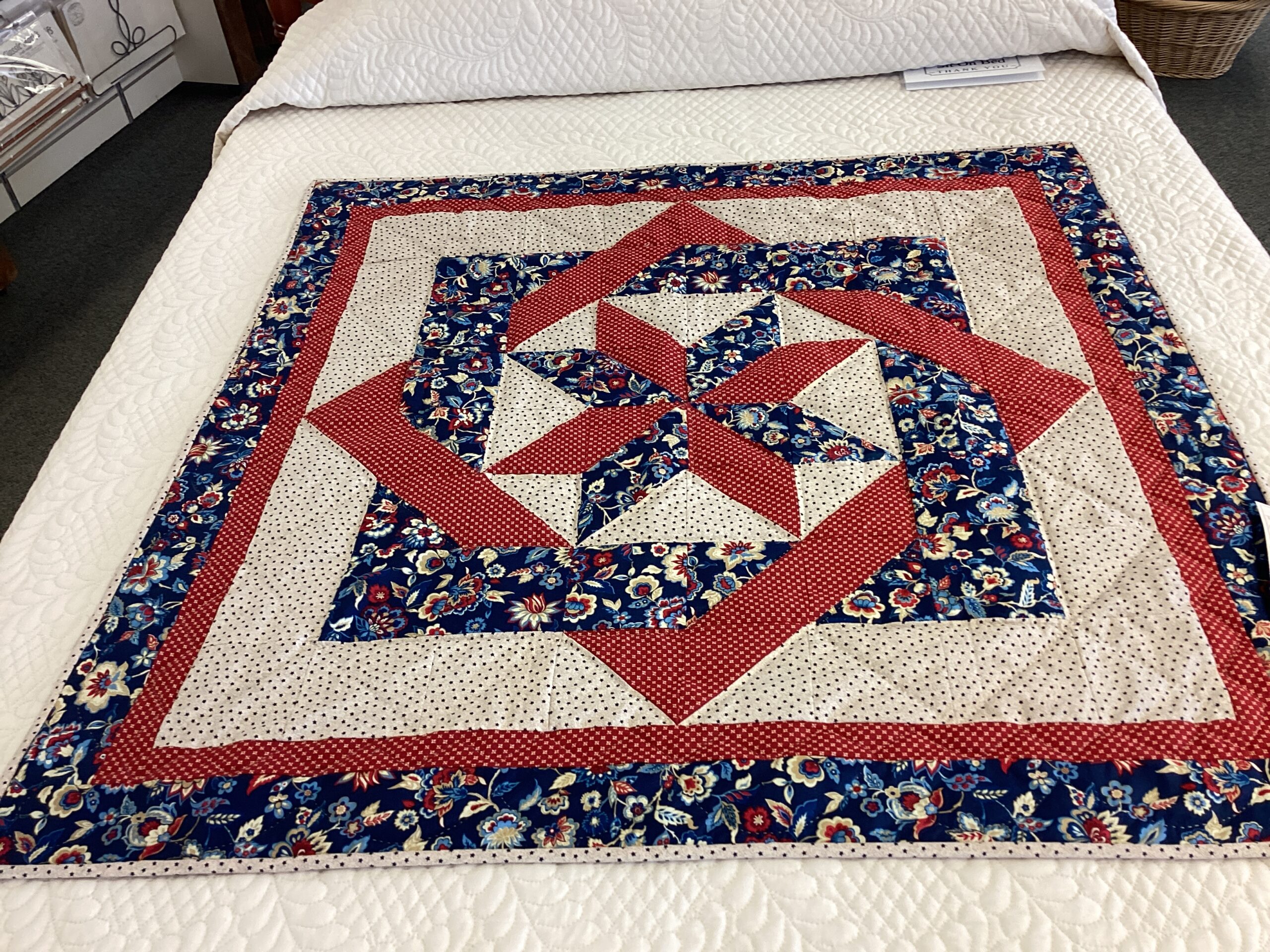 Blue Red and Cream Star Throw