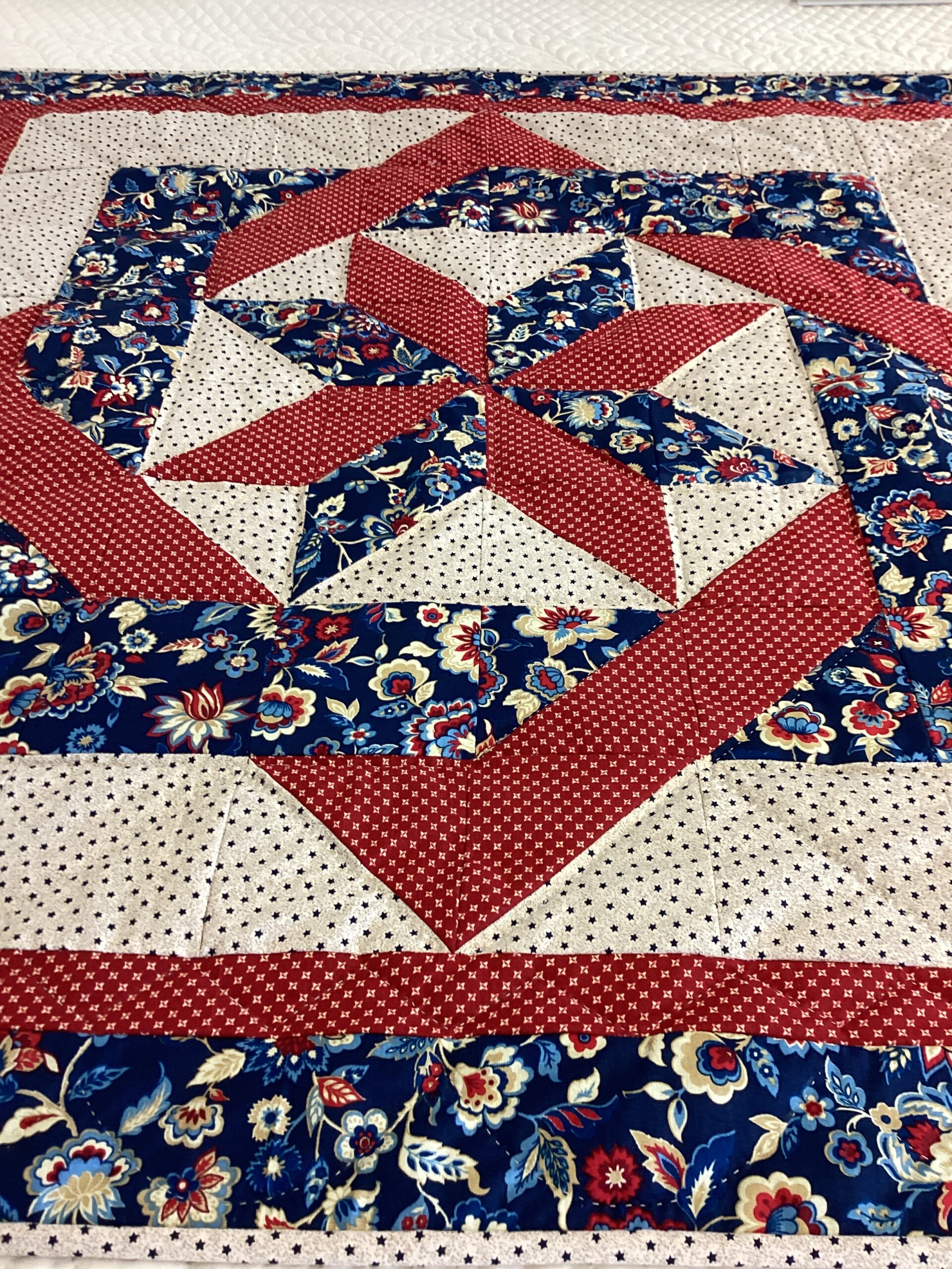 Blue Red and Cream Star Throw - Image 4