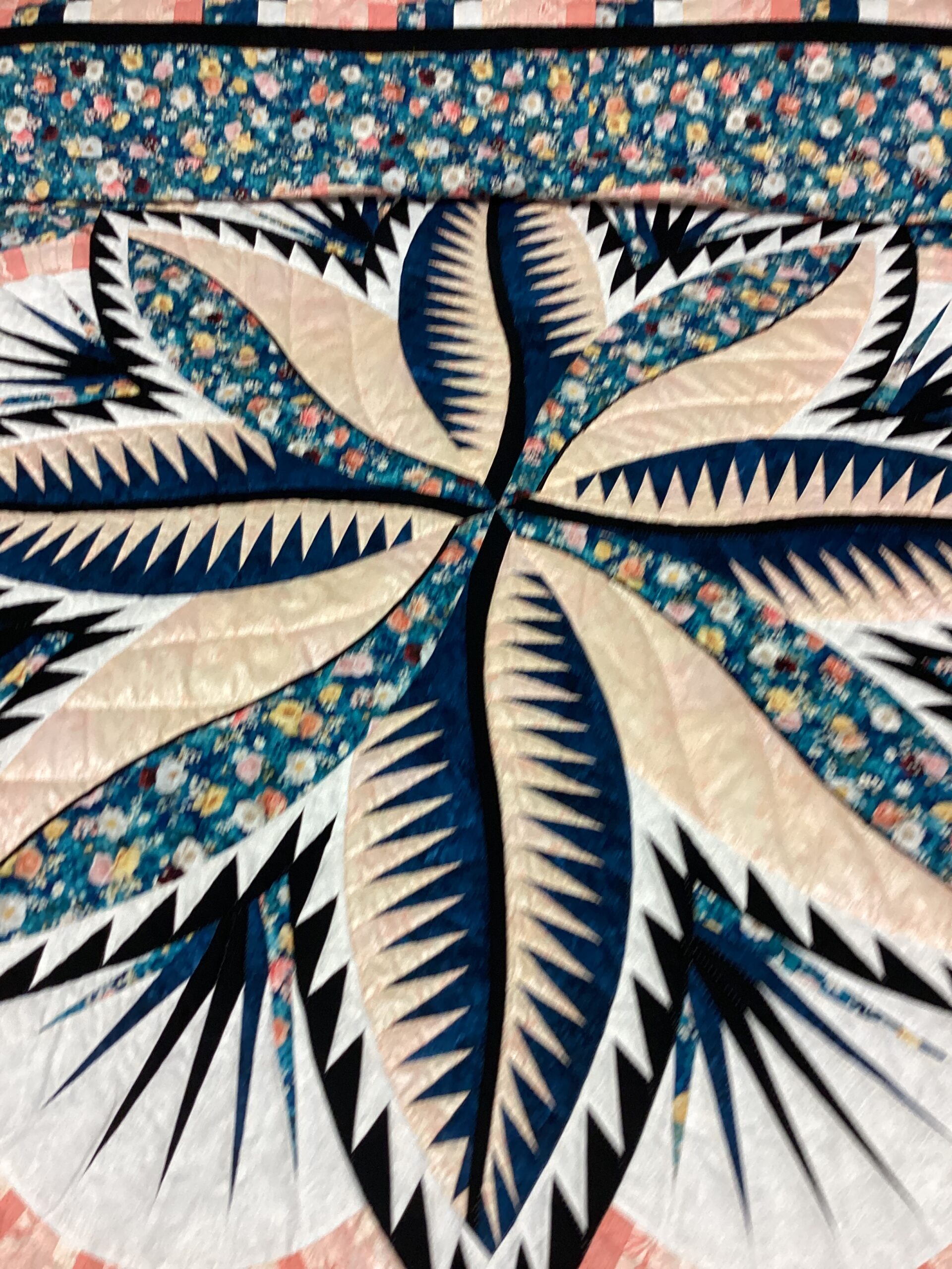 King Size Hand Quilted Quilt Fire Island Hosta with Beautiful Florals - Image 2