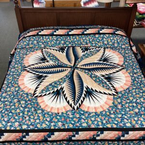 King  Size  Hand Quilted Quilt Fire Island Hosta  with Beautiful Florals