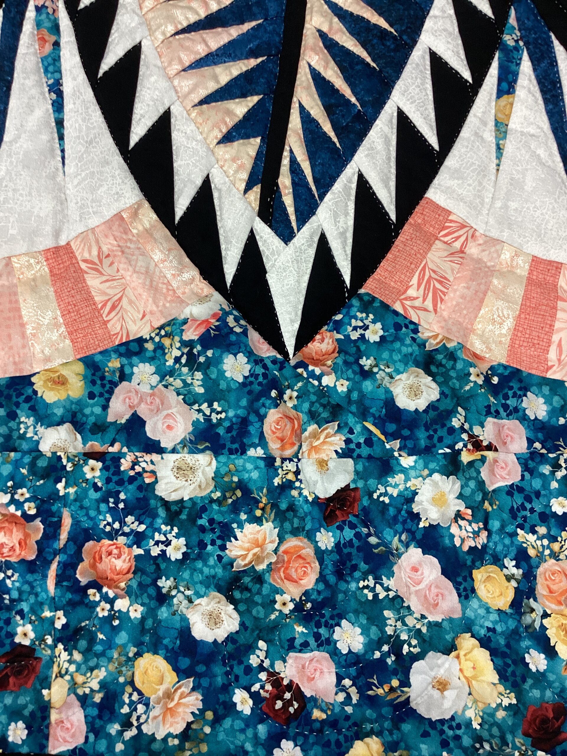 King Size Hand Quilted Quilt Fire Island Hosta with Beautiful Florals - Image 3