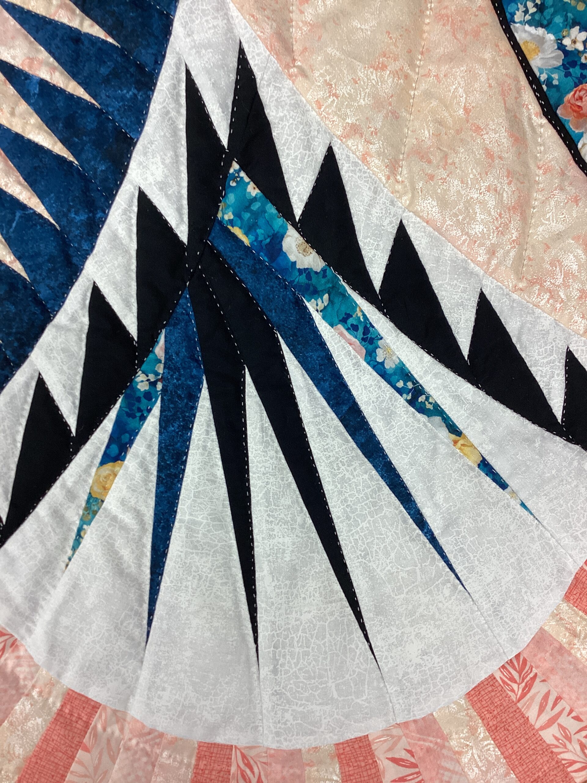 King Size Hand Quilted Quilt Fire Island Hosta with Beautiful Florals - Image 5