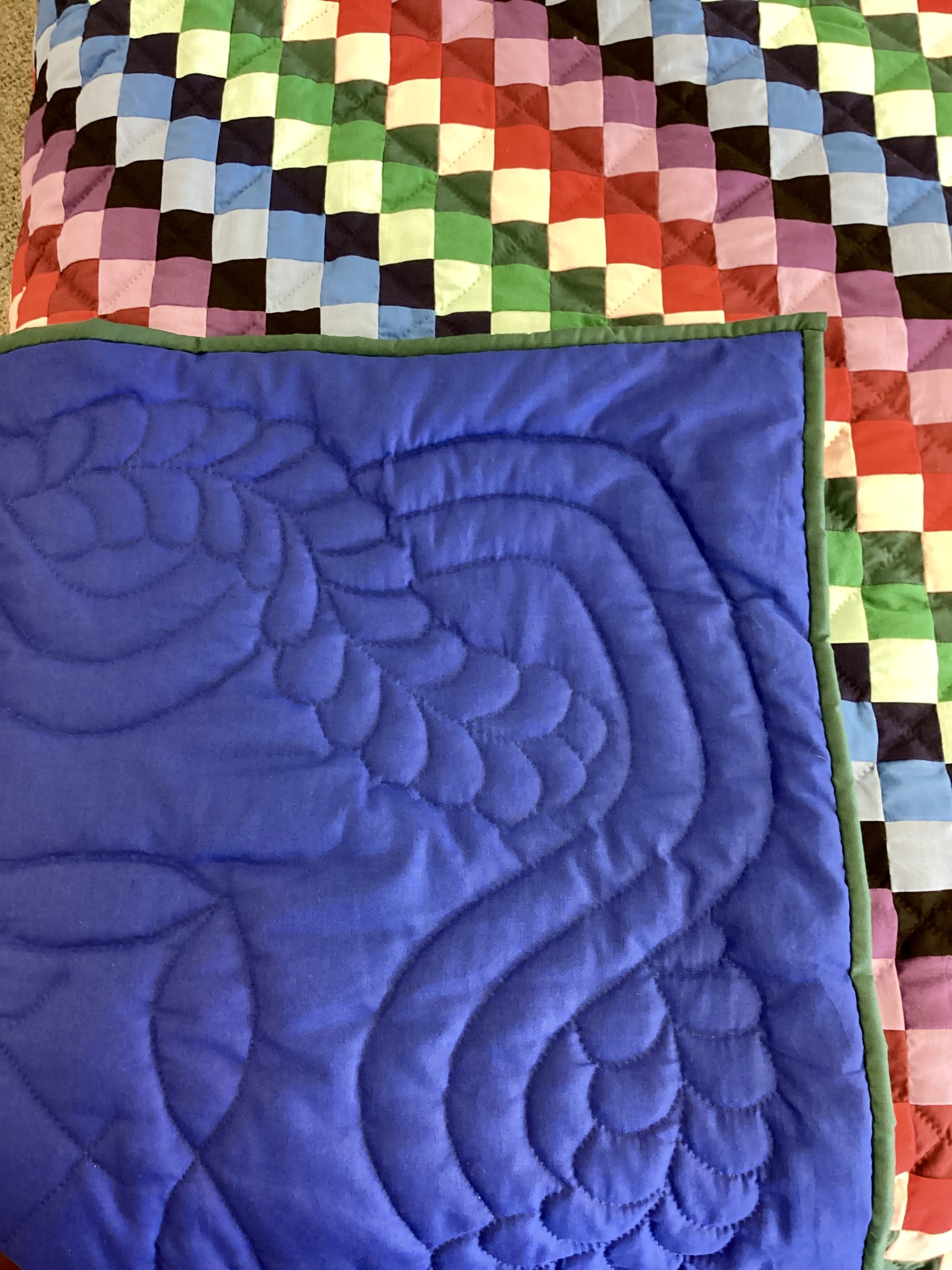 Hand Quilted Double Size Multicolor Trip Around the World - Image 2