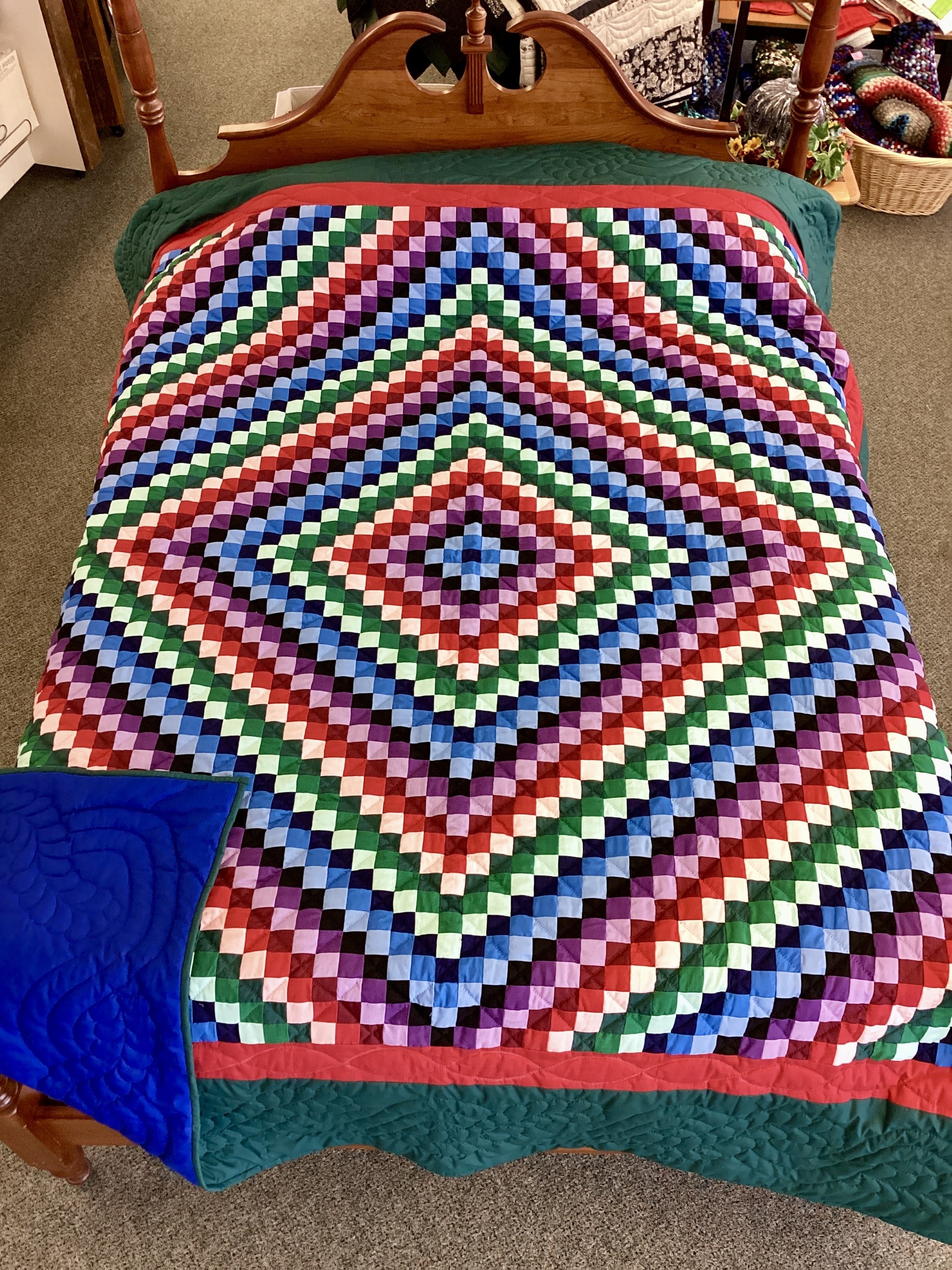 Hand Quilted Double Size Multicolor Trip Around the World