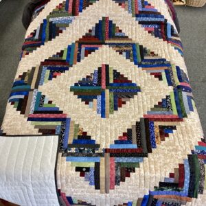Colorful Log Cabin Amish Quilt